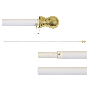6ft Spinner Flagpole - White Aluminum